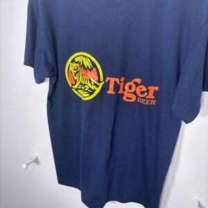 Vtg Tiger Beer Mens Navy Blue Short Sleeve T-Shirt Size XL